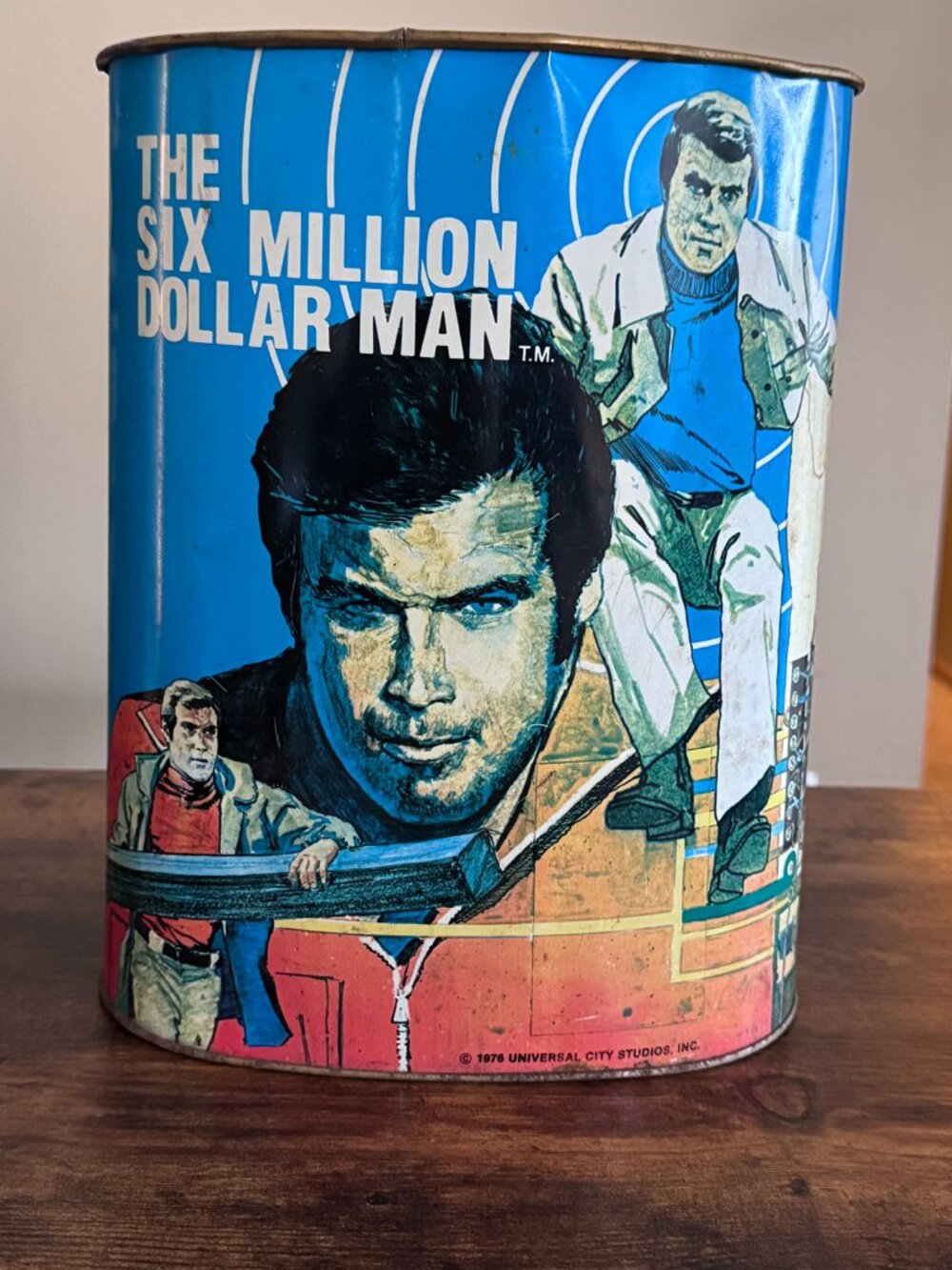 SIX MILLION DOLLAR MAN TRASH CAN VINTAGE 1976
